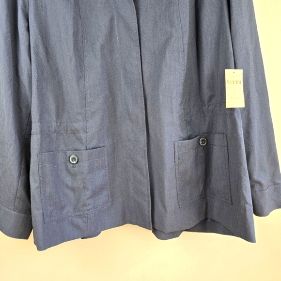 COLDWATER CREEK Refined Ellery Flair Jacket Waist Drawstring Navy Womens Size 24 - Picture 3 of 13